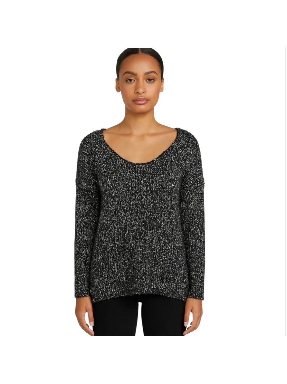 RVCA Black Knit Sequin Sweater Top Size Small Pre-Owned Crochet Blouse Pre-owned